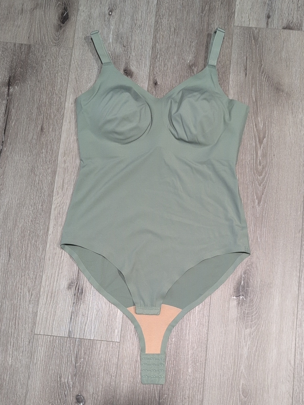 knix Sage Green Seamless Bodysuit with Built-In Cups